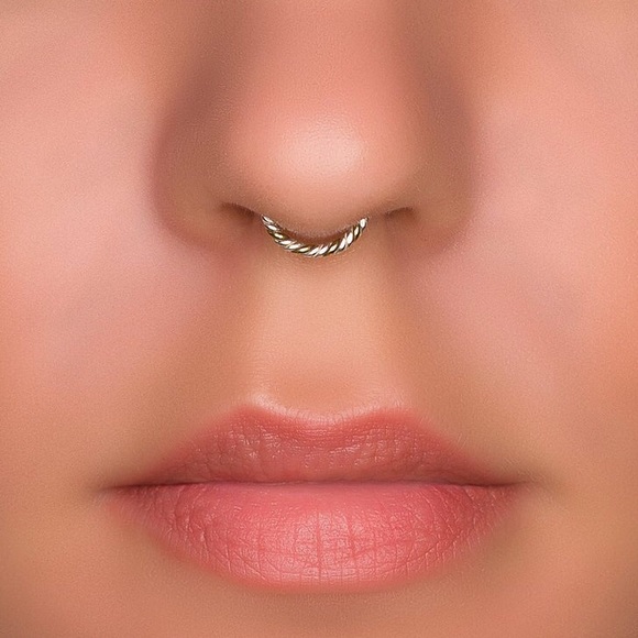Fake Septum Ring - 2 tone twist - clips on - cuff - Picture 3 of 8